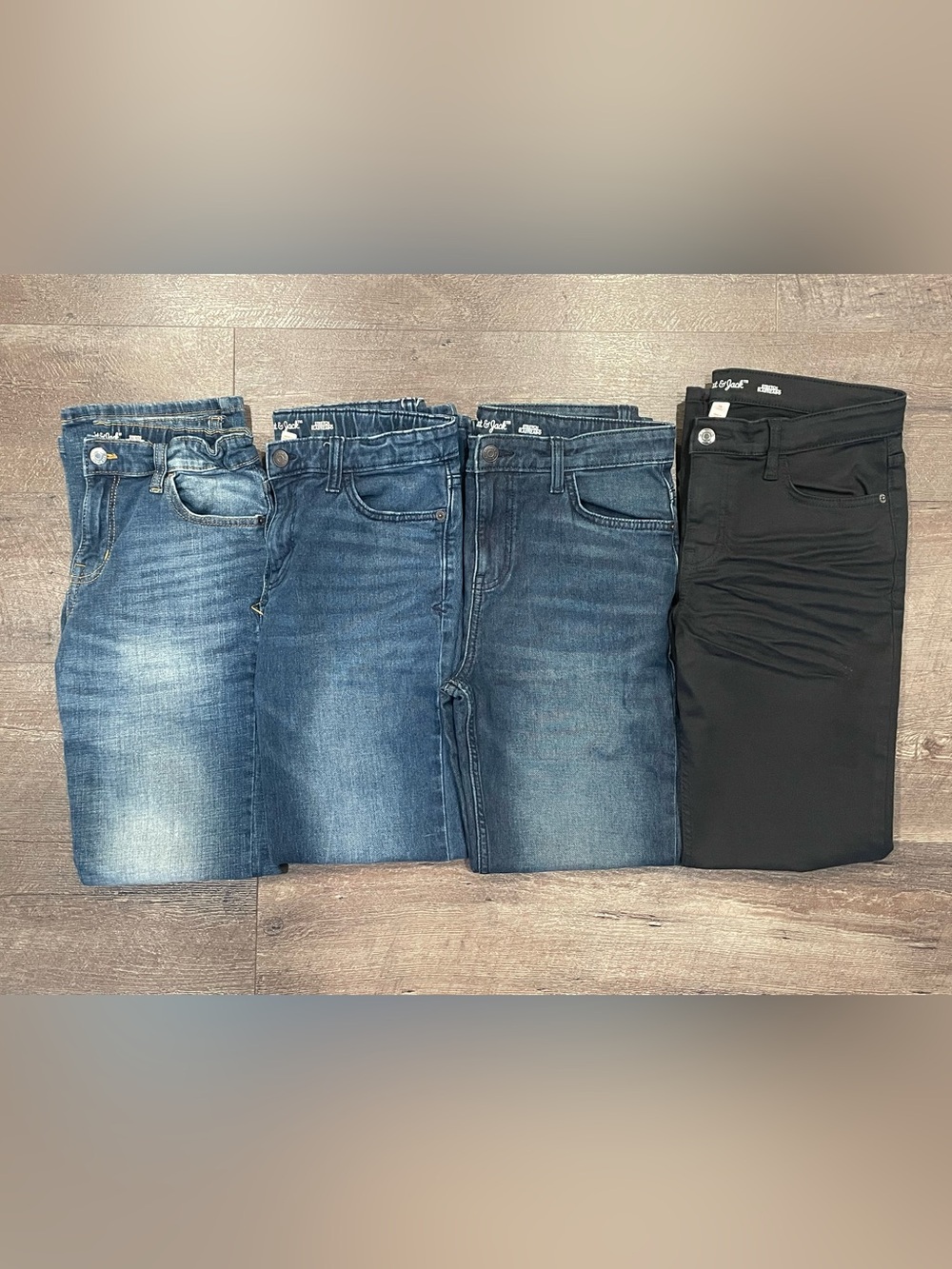 Cat & Jack Kids Straight Leg Stretch Jeans Bundle in Blue and Black Size 16